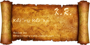 Kéry Réka névjegykártya